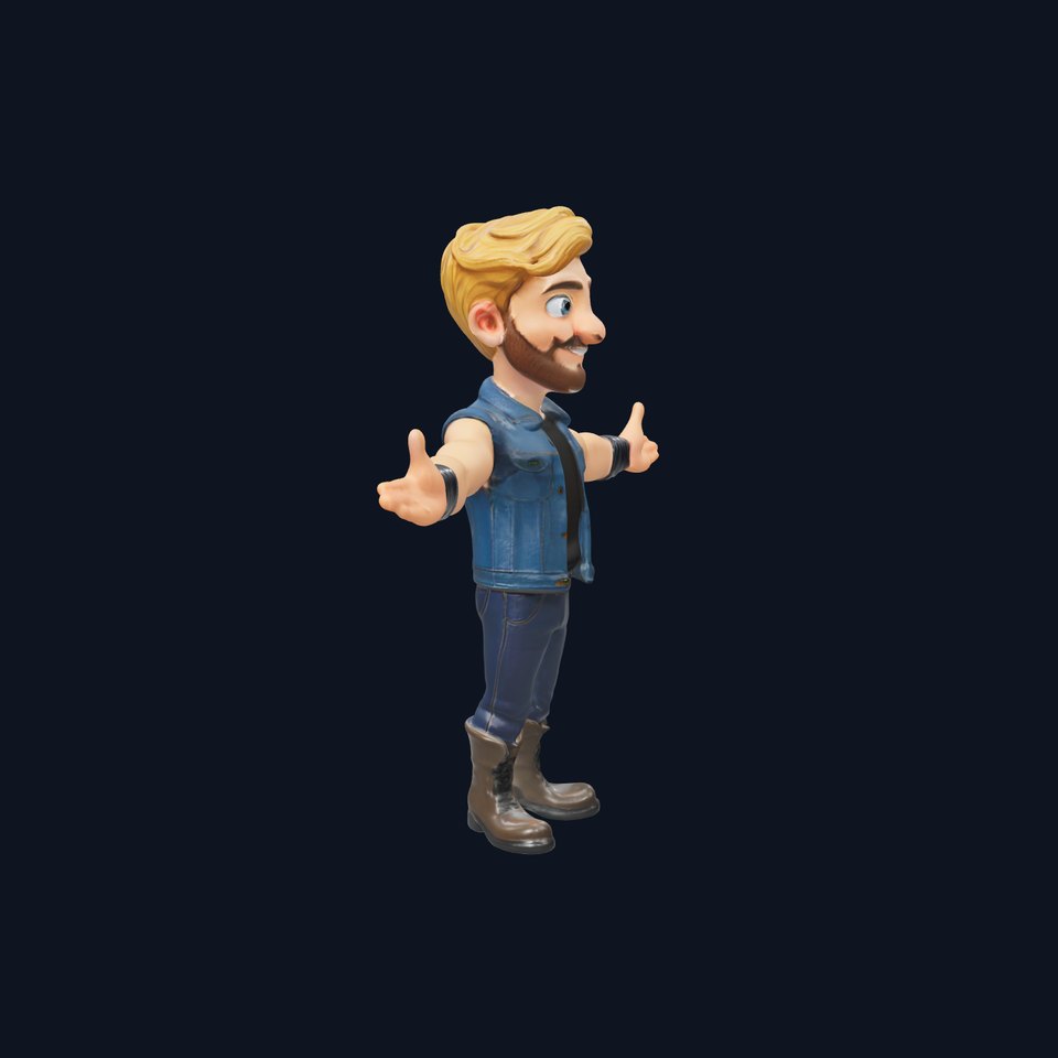 Blonde Bearded Biker D Character Model Rigged and Animated